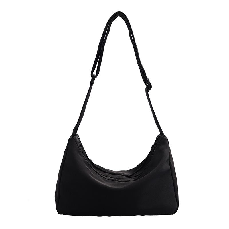 Shoulder bag 2025 new oxford cloth crossbody bag ins Korean Internet celebrity style foreign style pure black fashion trendy bag