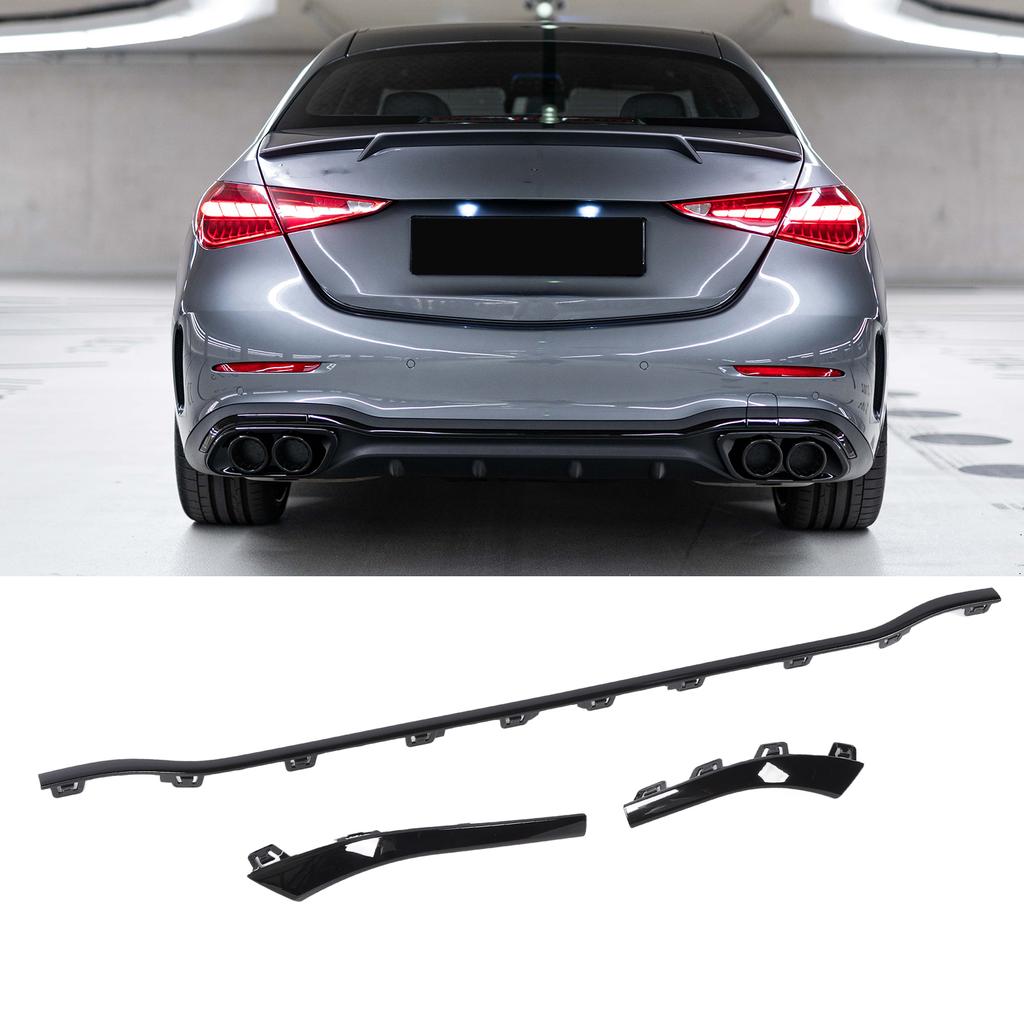 3pcs Rr Bumper Trim Strip Left Right Center Lower Bumper Cover Trim For C-Class W206   Line 2022-2024