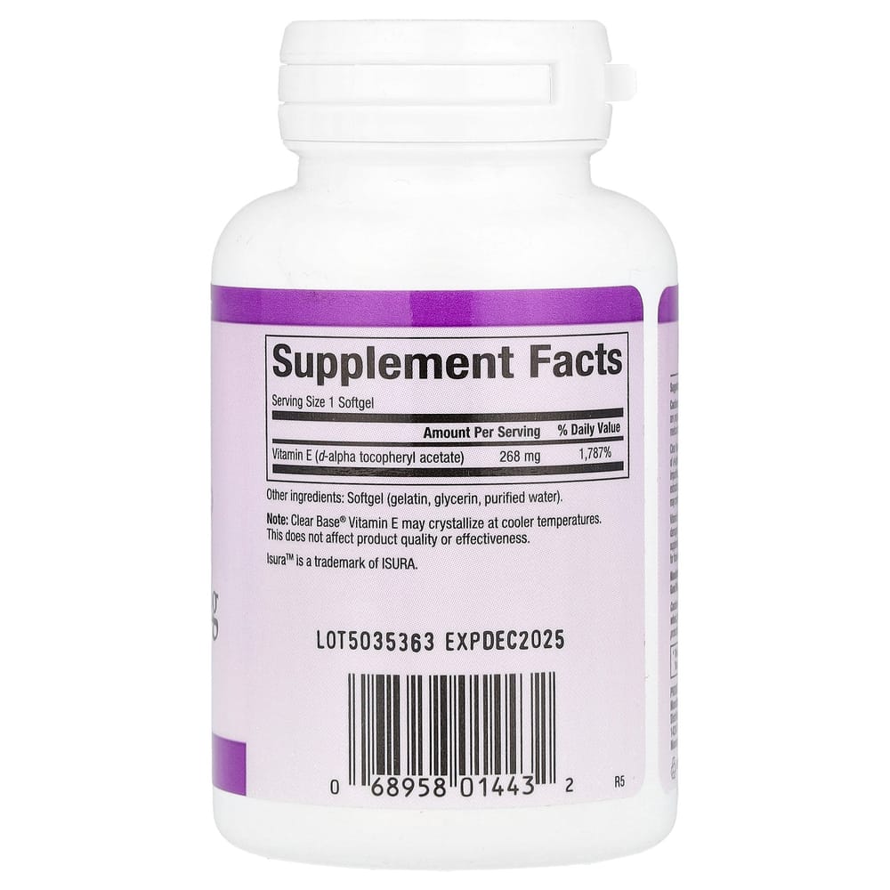 Natural Factors Clear Base Vitamin E 268mg (400IU) Softgels, 60 Counts