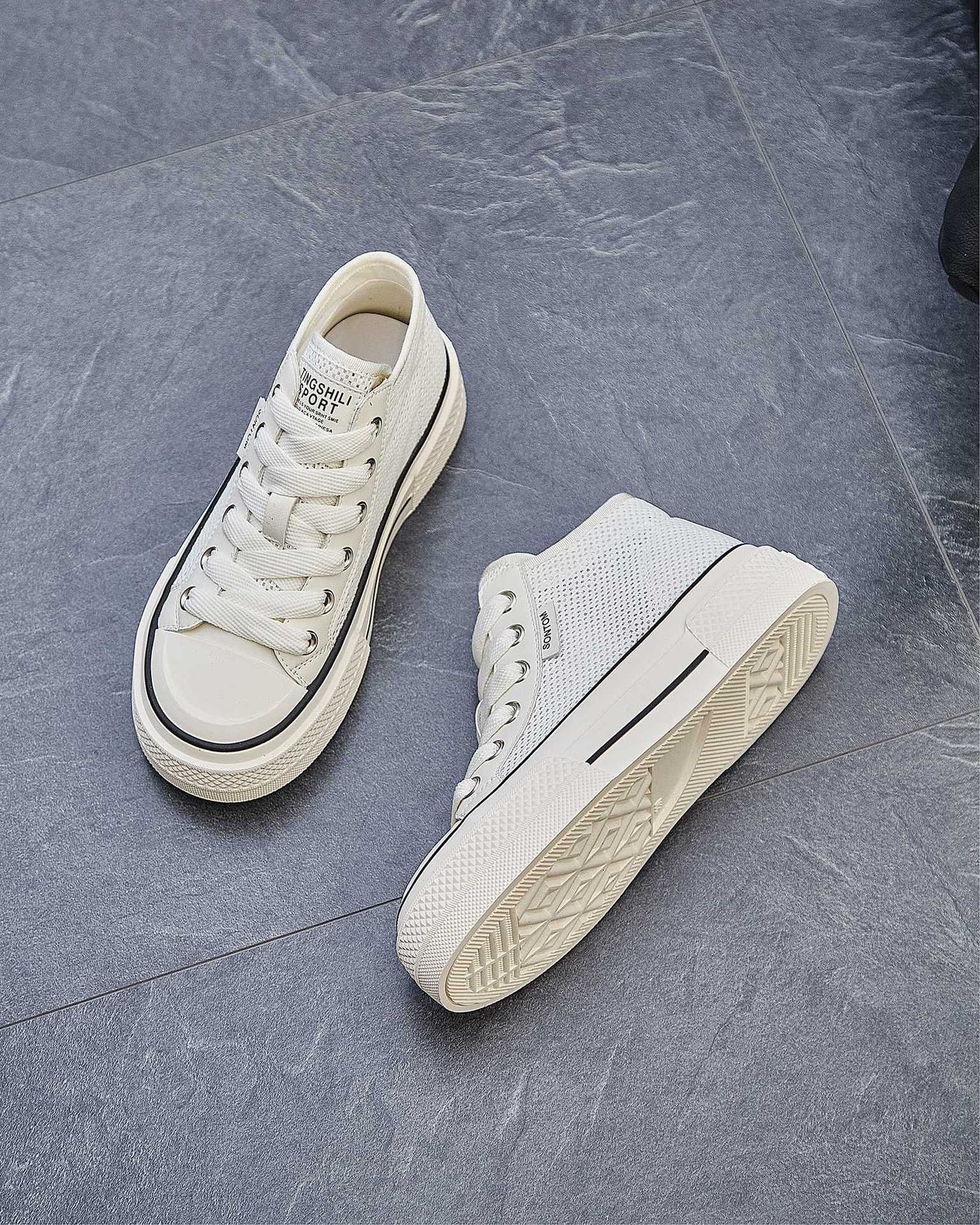 

European station 2025 summer new leather mesh breathable high-top casual shoes women s canvas shoes soft sole women s board shoes 35