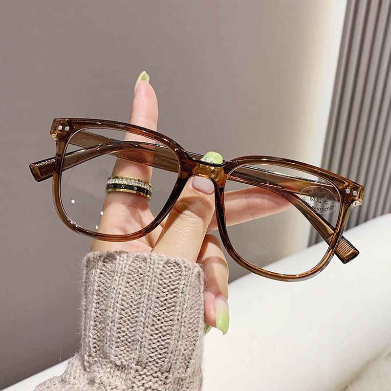 

Square Finished Ladies Myopia Glasses Ultralight Oversized Frame Anti Blue Lamp Prescription Minus Eyewear Diopter 0 To -6.0 0