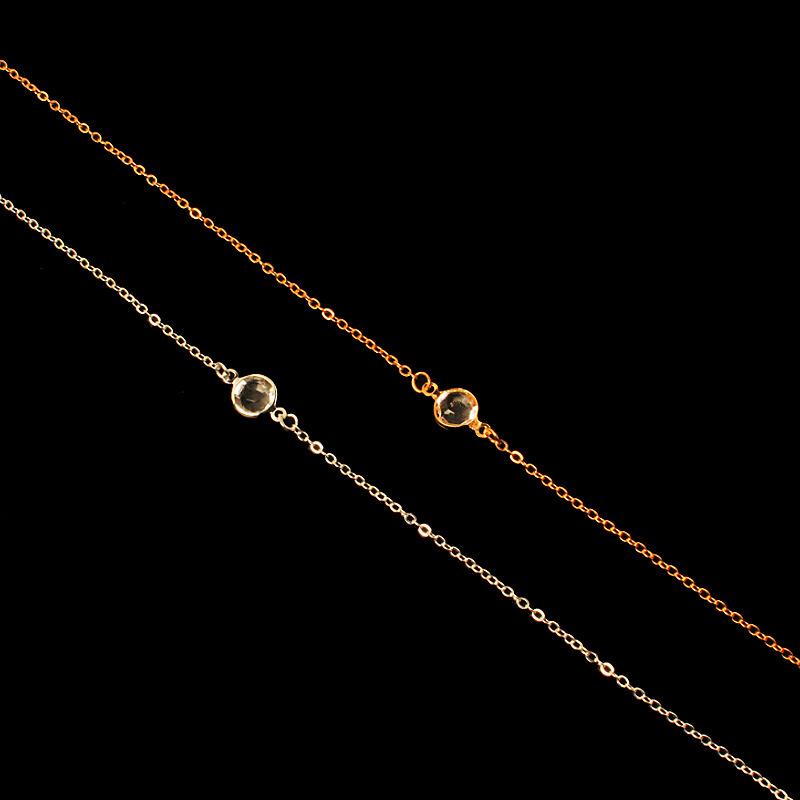 Fashion Women's Temperament Collarbone Chain Alloy Necklace, Simple Transparent Single Diamond Short Necklace