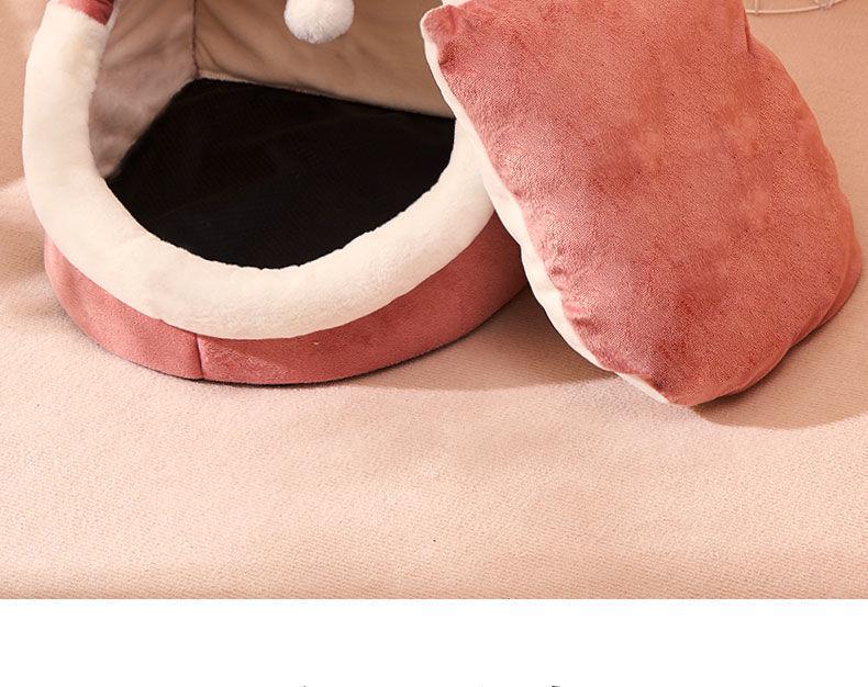 All-Season Cat & Dog Bed: Cozy Enclosed Pet House & Sleeping Mat