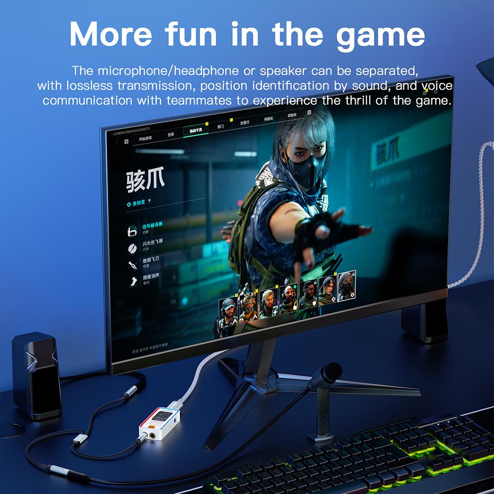 KEYSION Headset Splitter 3.5mm Audio+Mic Stereo Headphone Splitter Audio 3.5mm 4 Pole Jack Y Cable for Phone HIFI DAC Amplifier