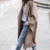 Fall Winter Women's Long Solid Color Wool Coat Casual Warm Thickened Overcoat Outerwear for Women European American Style
