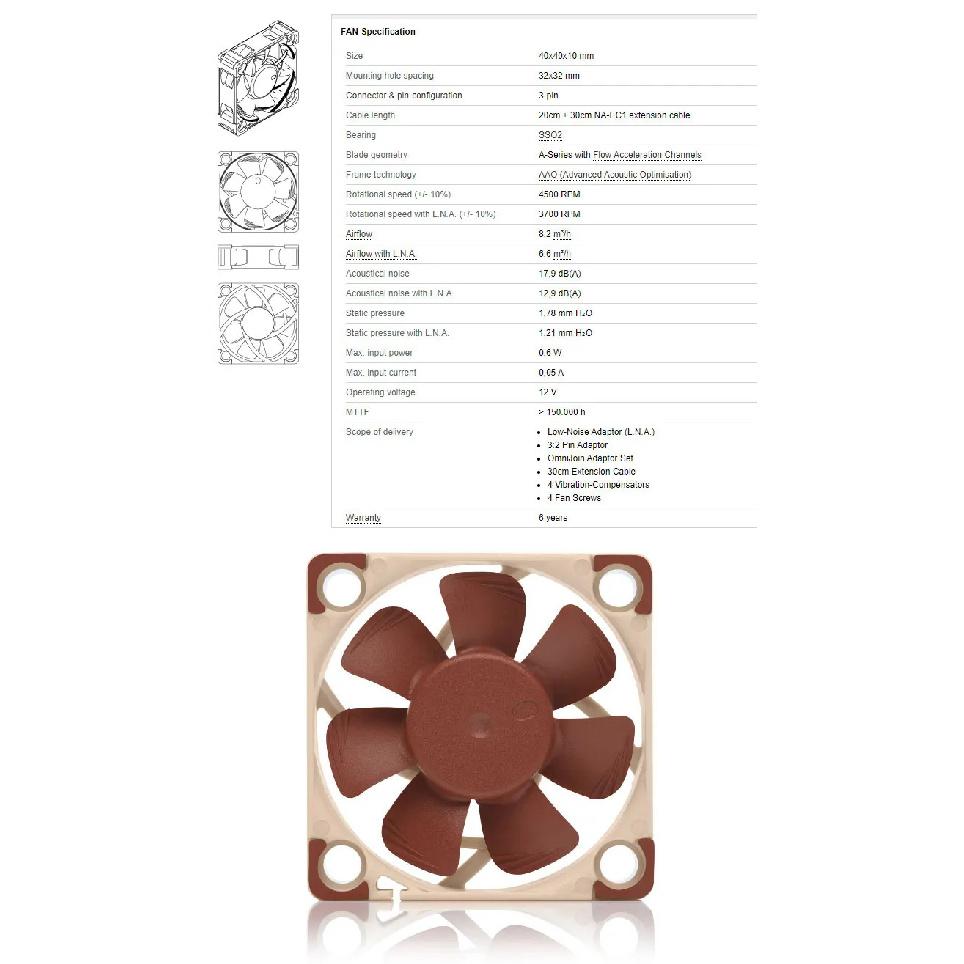Noctua NF-A4x10 PWM 3pin/4pin 12V/5V Case Fan 40x40x10mm Thin Fan PWM Intelligent Temperature Control Ultra Small Fan