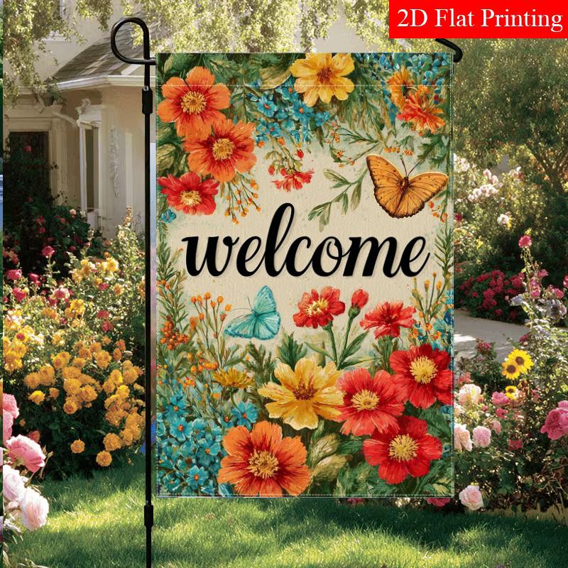 2D Flat - 2D Flat Autumn Flowers Welcome Thanksgiving Garden Flag_1 (1)- Outdoor Garden Flag Double-Sided Home Decoration Courtyard Decoration Outdoor