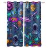 Space Spaceship Rocket Pattern Window Curtain Kitchen Bedroom Decorative Curtain Panel Curtains for Living Room