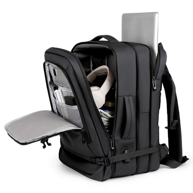 Men's Expandable Business Travel Backpack, Large-Capacity Fashion Laptop Bag for 17-Inch Devices
