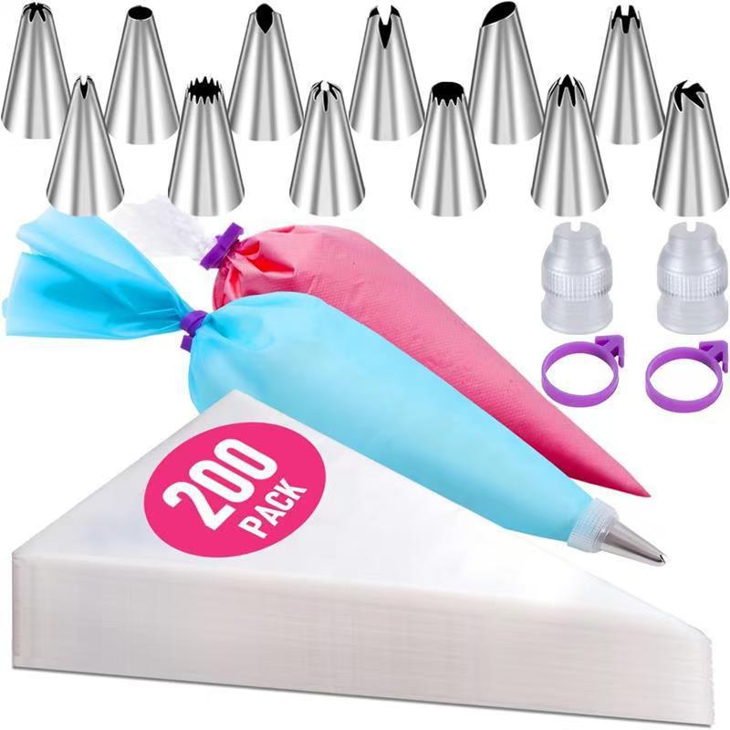 34-Piece Cake Decorating Tool Set: Piping Tips, Piping Bags & Converter for Cream and Lace Designs