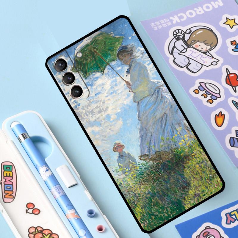 Claude Monet Garden Lotus Bridge Case For Samsung Galaxy S23 S22 S21 Ultra S20 FE S9 S10 Note 10 Plus Note 20 Ultra Full Cover