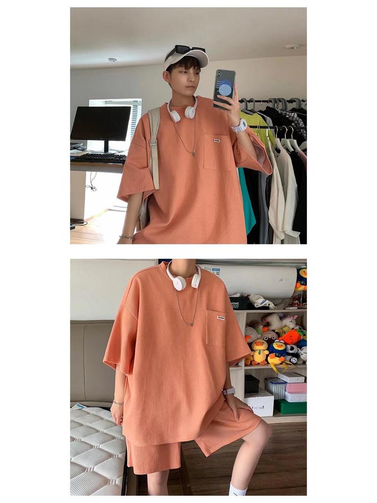 Zijun Trendy Waffle T-Shirt & Wide-Leg Pants Sportswear Set