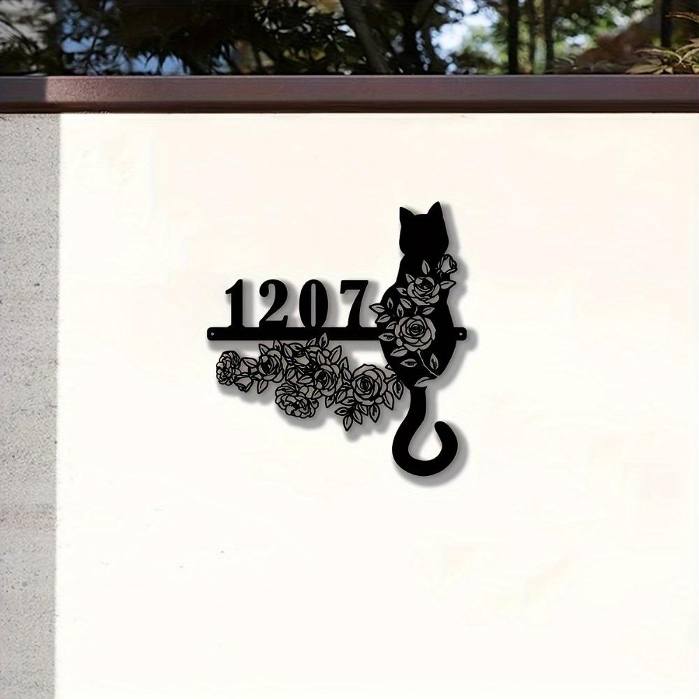 Personalisierte Metallkatze Namensschild Wandkunst Heimdekoration Outdoor Rustikales Schild Geschenk