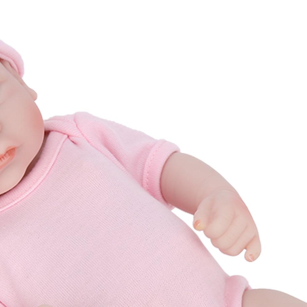 Silicone Body Simulation Baby Doll Lifelike Baby Doll Toy Children Girls Gift 10 InchPink Open Eyes