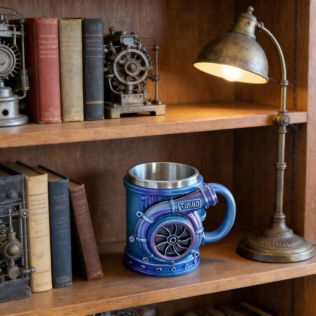 3D Turbolader Kaffeetasse | Edelstahl Innenraum Becher für Autoenthusiasten