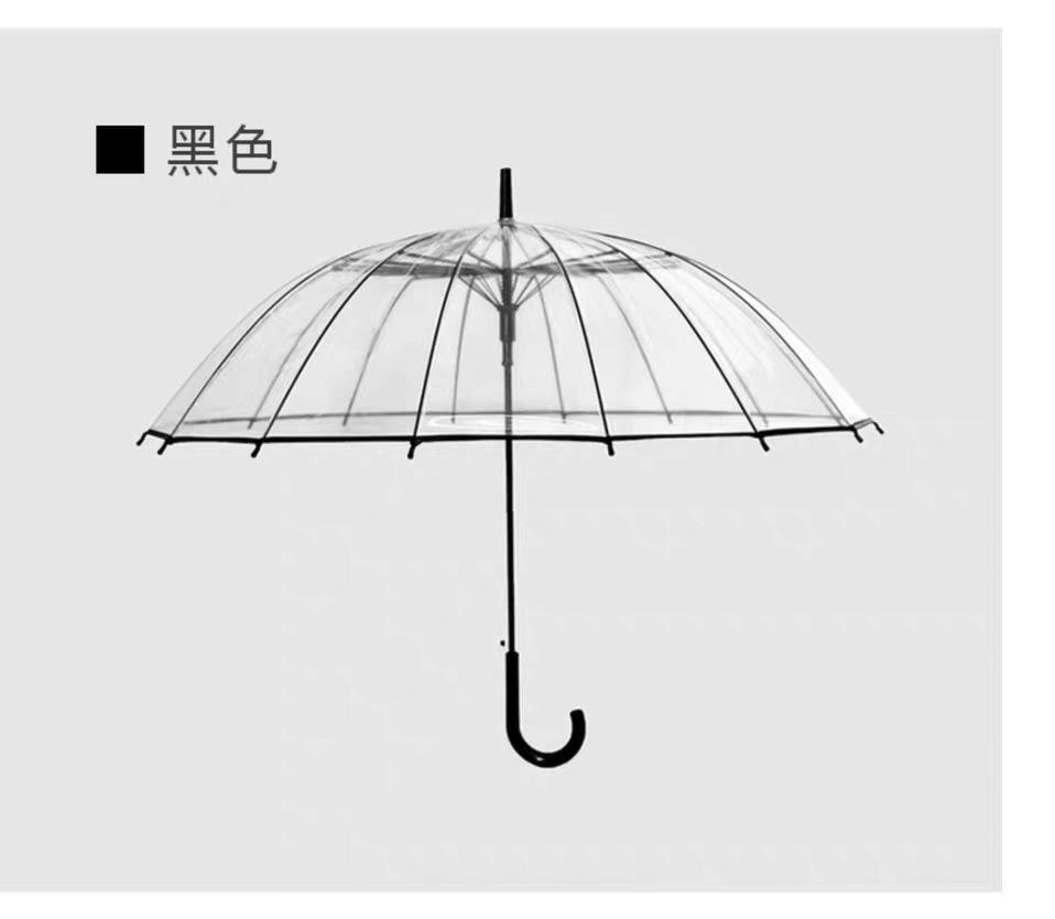 Transparent Umbrella Thickened and Reinforced Long-handled Umbrella Female Student Korean Ins Small Fresh and Cute Cartoon Straight Rod Curved