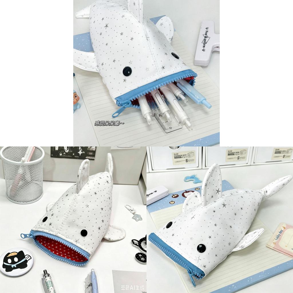 Astuccio a Forma di Squalo Stellato in Tela con Design Carino per Bambini e Ragazzi