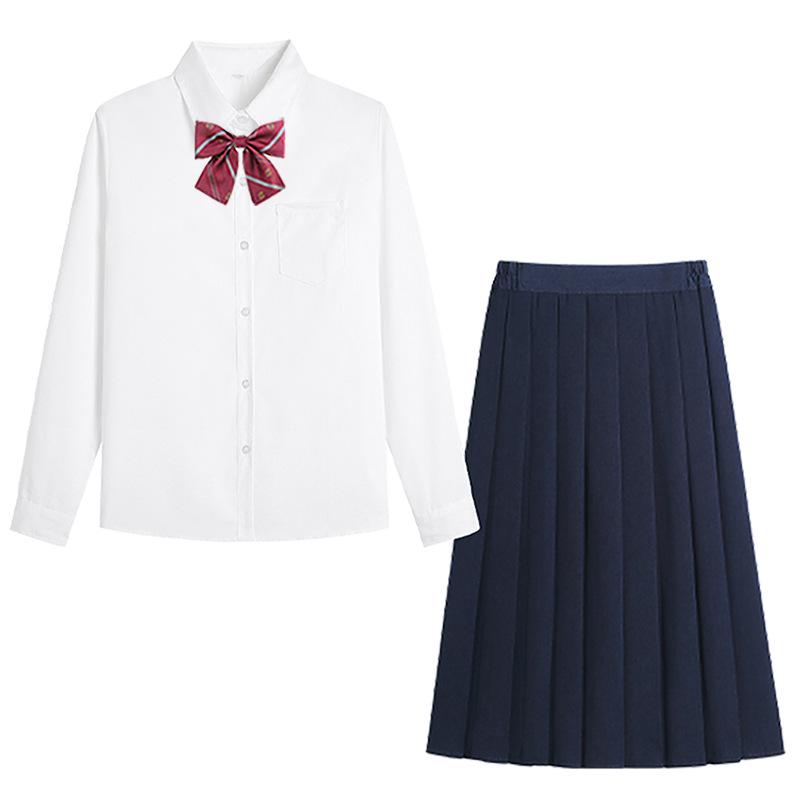 Weißes Langarmshirt in Übergröße für Damen - Abschluss High School Uniform JK Stil Top