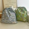 Multi-Purpose Cotton Drawstring Storage Bag Floral Print Dustproof Makeup Bag Portable Ins Style Cosmetic Bags Travel Use