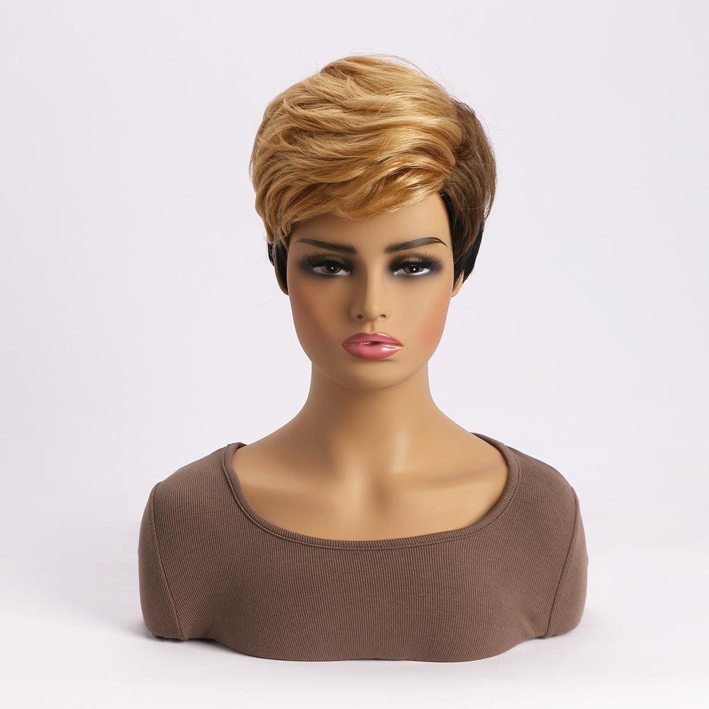 Mode Highlight Synthetische Perücken Kurze Haare Bob Perücke Honig Gold Mix Schwarz Haar Für Frau Tägliche Party Hitzebeständige perücke