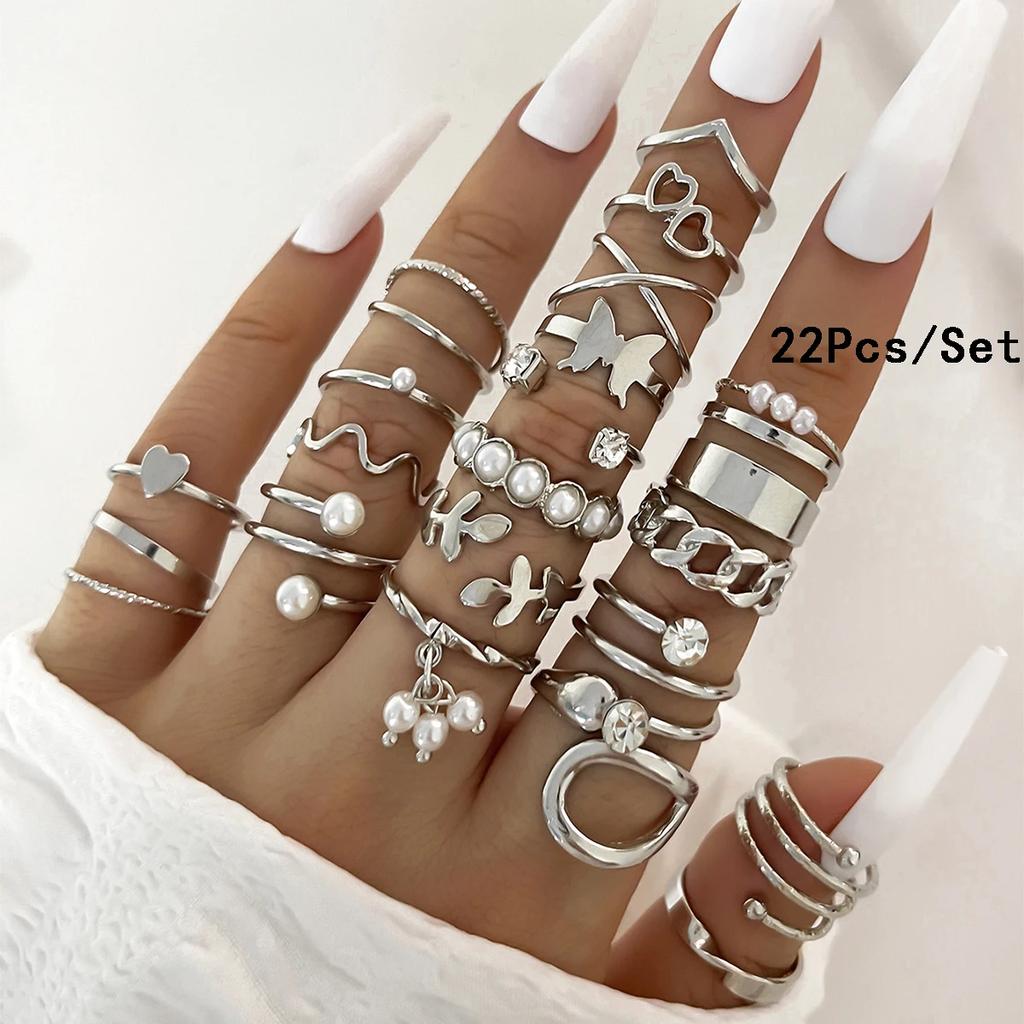30Pcs Bohemian Geometric Knuckle Rings Set For Women Gold Silver Color Finger Ring Girls Fashion Party Jewelry Accessories