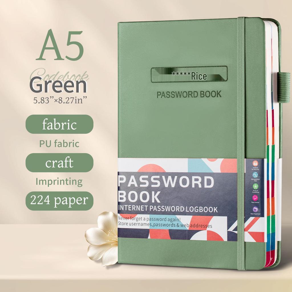 Cross-border A5 Password Notebook with Letter Labels for Account and Website Management