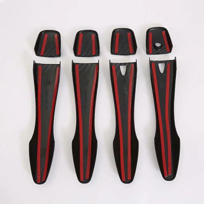 For Nissan Altima 20013-2018 Car Carbon Fiber Style Black Exterior Door Handle Moulding Cover Trim Sticker Decor Accessories