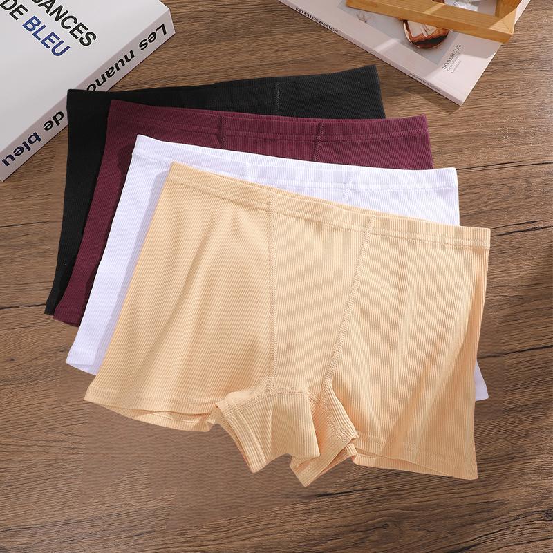 4Pcs Women's Panties Cotton Seamless Sports Boxers Underwear Female Solid Color Briefs Cozy Lingerie Intimate Underpants S-XXL