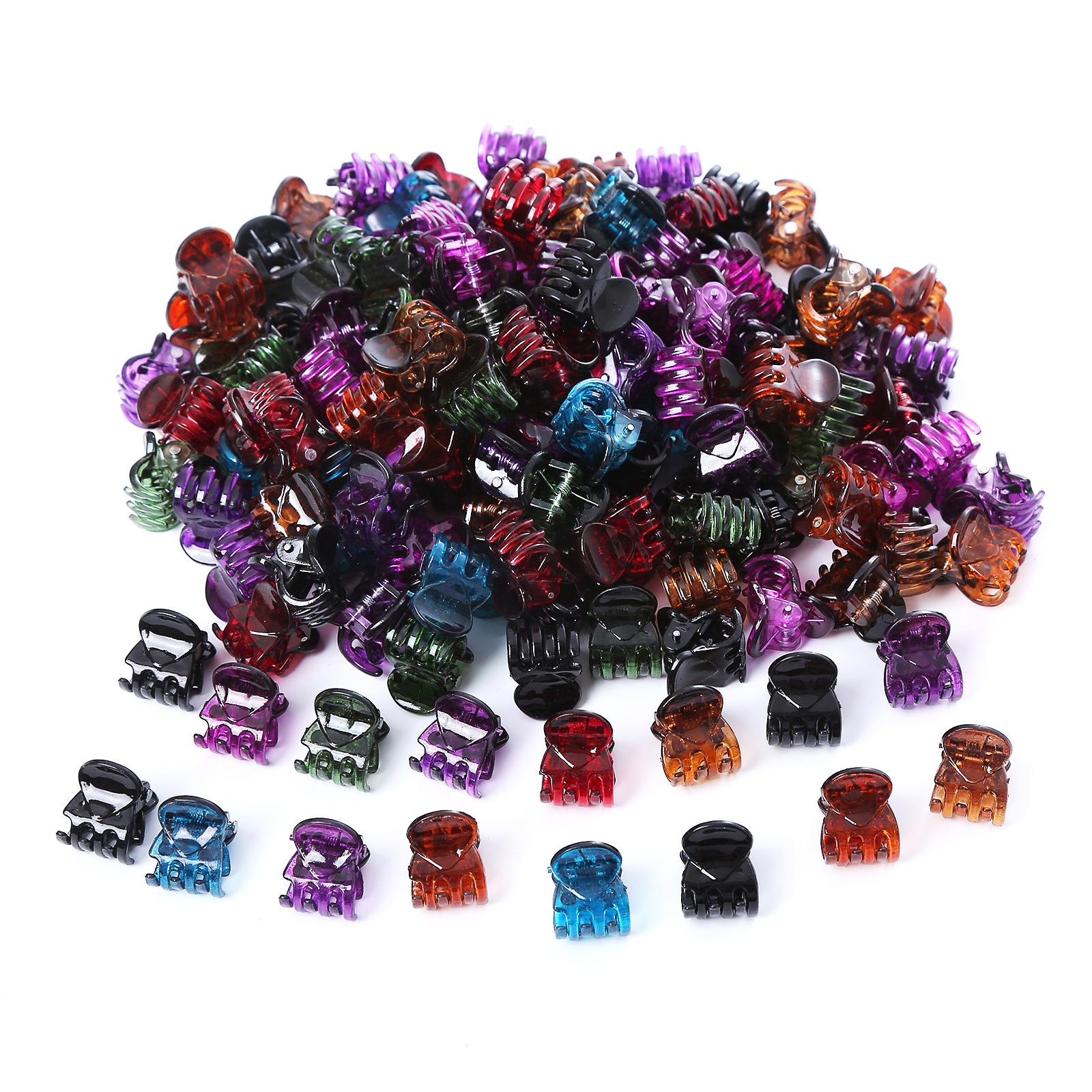 

1CM 100Pcs/Set Hair Claw Clips for Women Girls Accessories Black Brown Transparent Plastic Mini Claws Hairclip Clamp Gifts