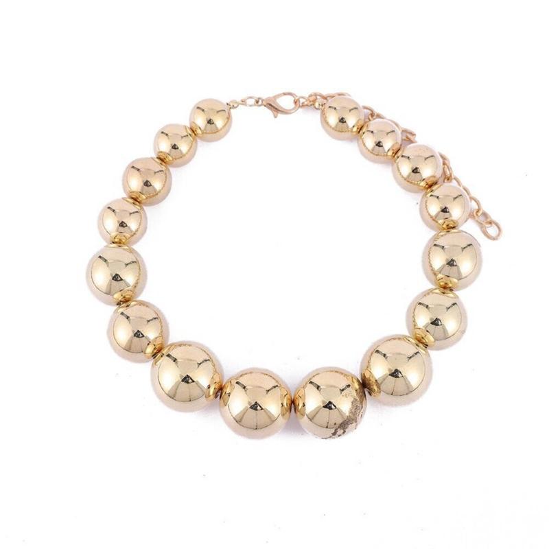 

Exaggerated Beads Necklace Big CCB Ball Beaded Chain Necklaces Personalized Heart Pendant Multilayer Necklace for Women