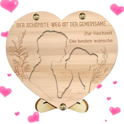 Porte-argent de mariage en bois en forme de cœur Décoration de mariage Enveloppes de mariage Cadeau pour jeunes mariés Nouveaux mariés Mariée