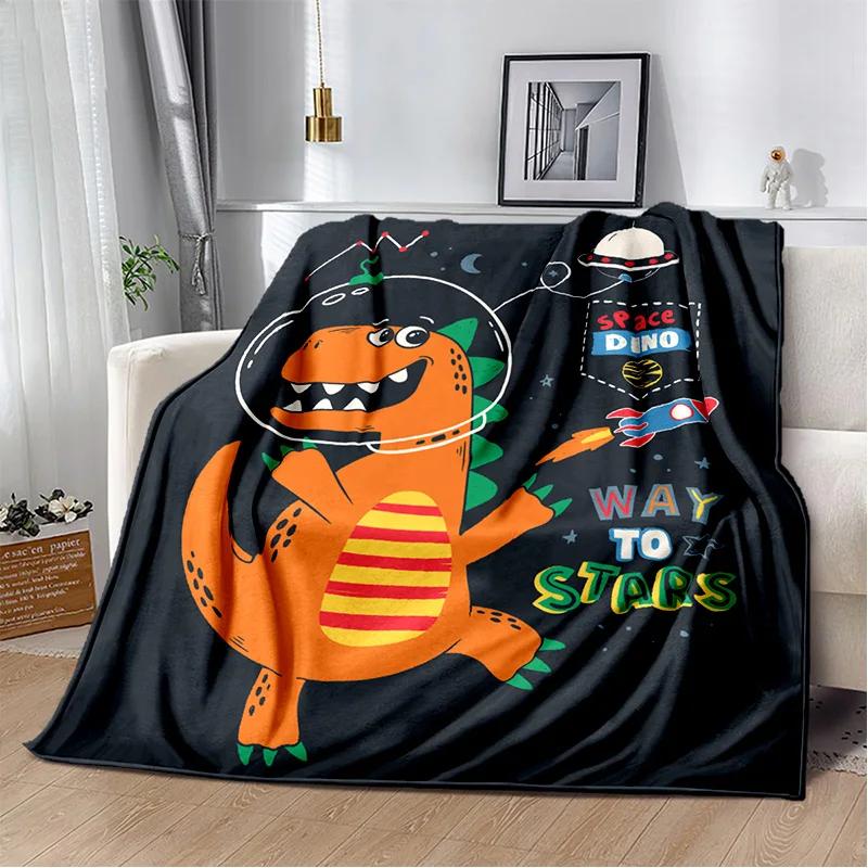 Desenho animado dinossauro espaço fofo dinossauro crianças cobertor de pelúcia macio, cobertor de flanela cobertor para sala de estar quarto cama sofá crianças