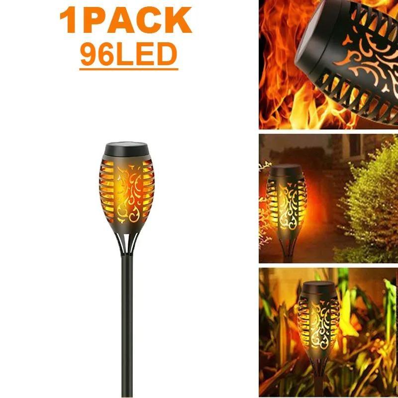 Flickering Flame Solar Garden Lights, Waterproof Outdoor Lawn Lamp Realistic Fire Effect for Yard Patio Pathway Halloween Holiday Decor Lighting