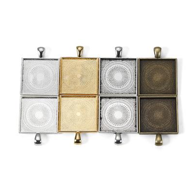 5pcs/lot Zinc Alloy Gold Plated Square Cabochons Bases Settings 25mm Pendant Bezel Trays For DIY Jewelry Making Supplies