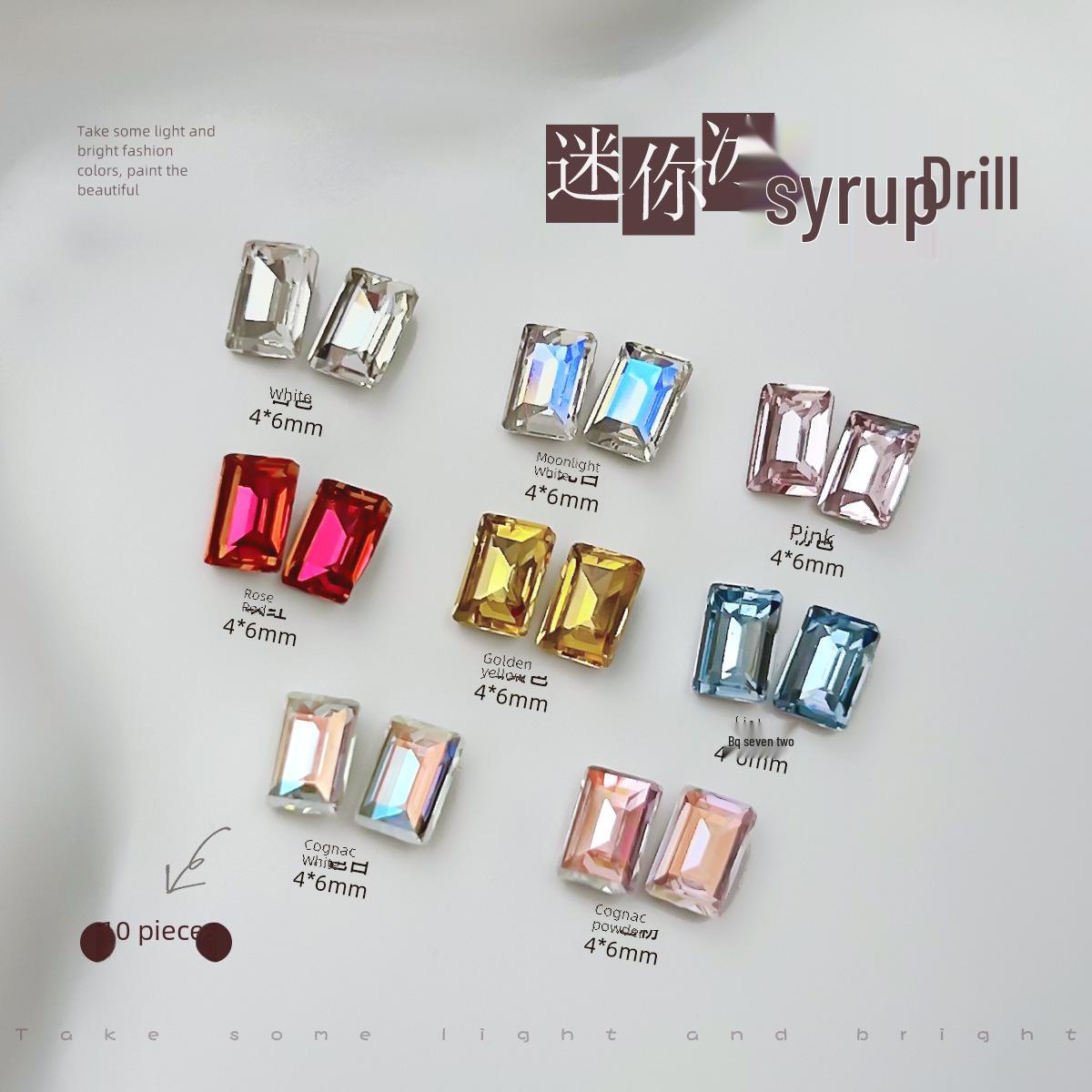 

10 Mini Rock Candy Diamond Ice Cubes: Small, Pointed Bottom, 4x6 Rectangular Glass Nail Art Decorations