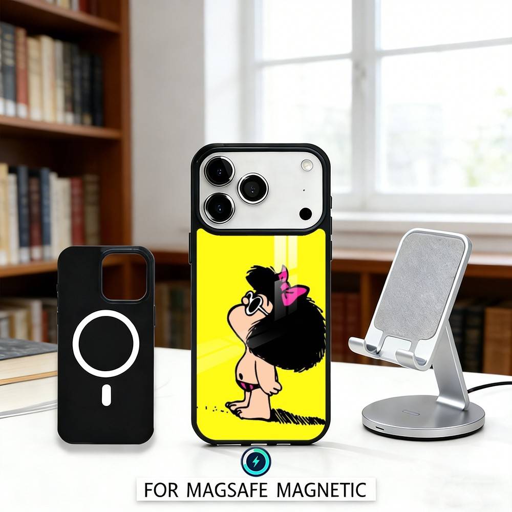 C-Cute Cartoon M-Mafalda Phone Case For iPhone 17,16,15,14,13,12,Pro,Max For Magsafe Magnetic Wireless Charging