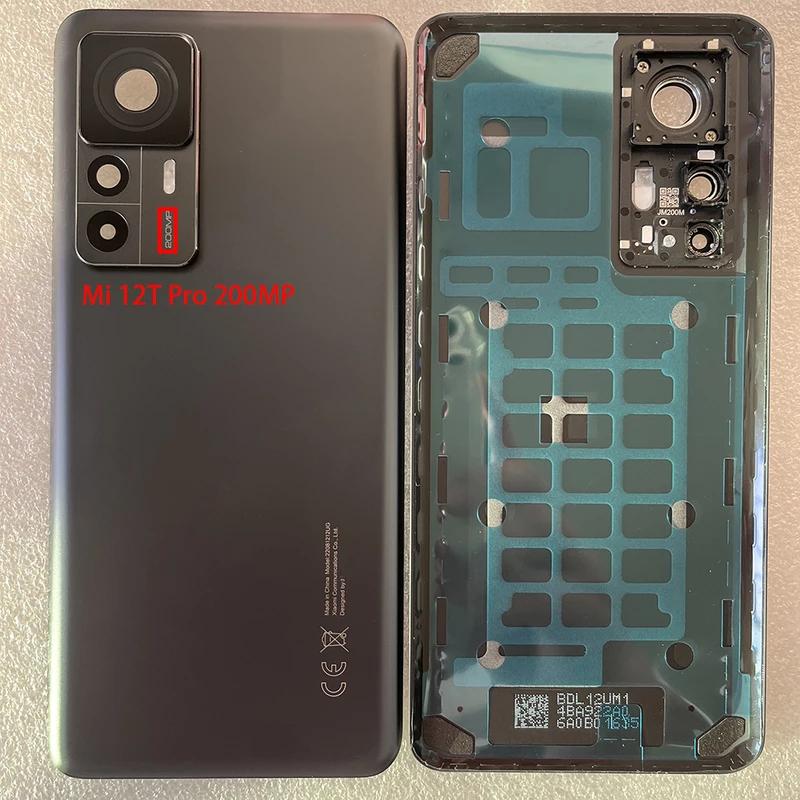 Nytt for XM Mi 12T Pro Herdet Glass Bakdeksel Reservedeler For Mi12T Bak Batterideksel Dørhus + Kameraramme