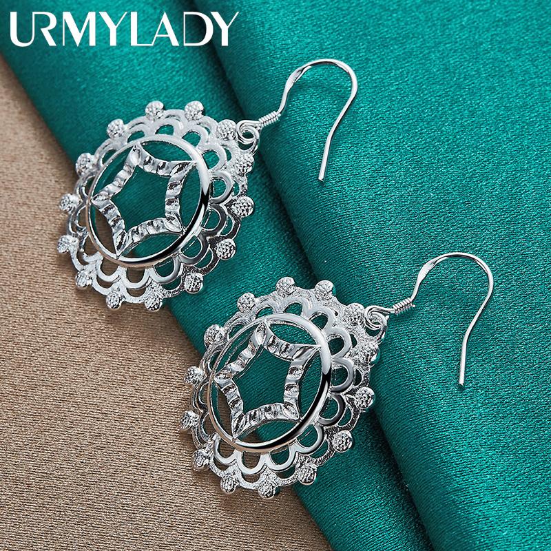 925 Sterling Silber Hohle Blumen Ohrringe für Damen Mode Charm Schmuck