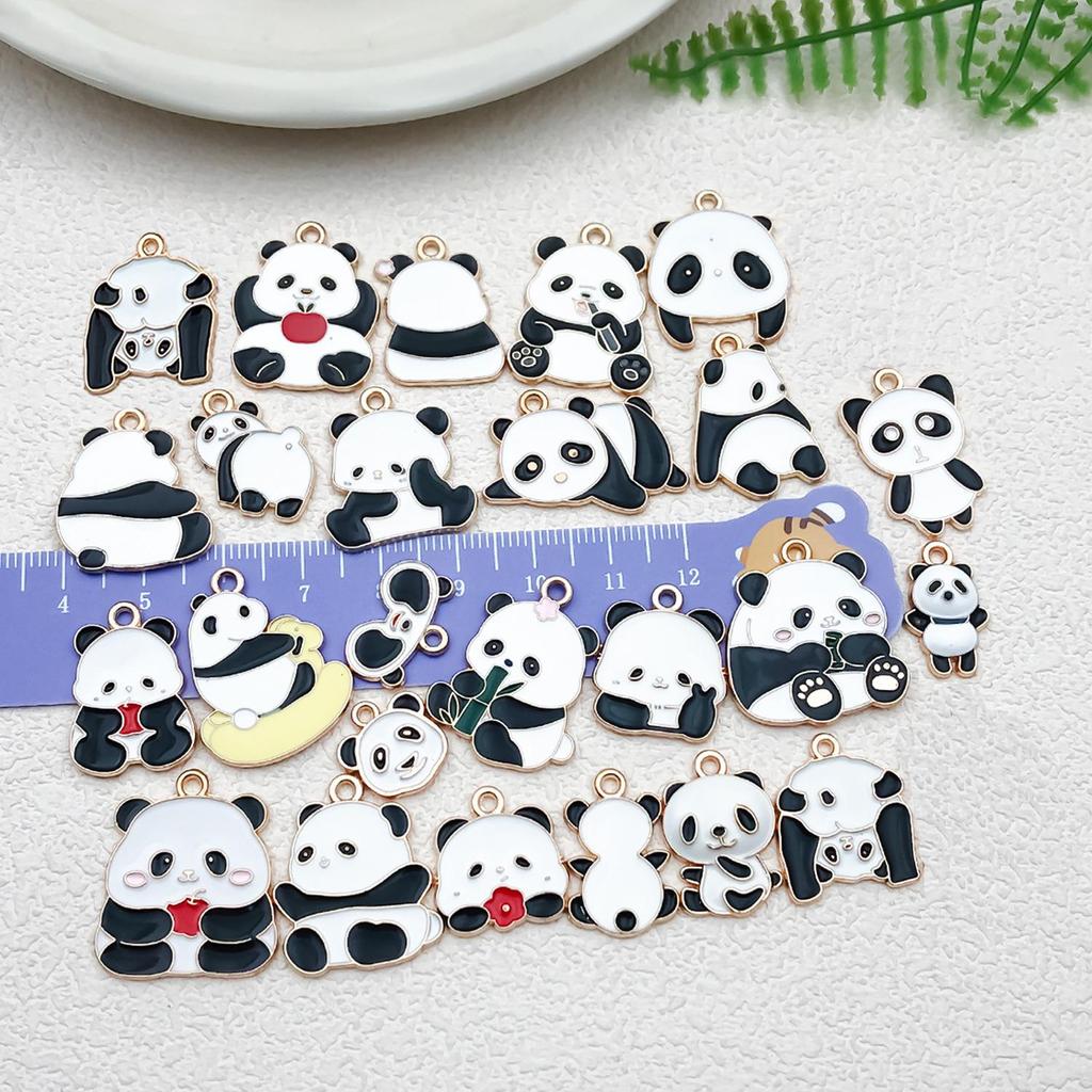 Panda Bamboo Oil Drop Alloy Earrings & Keychain Pendant Jewelry - Chinese Style Accessories