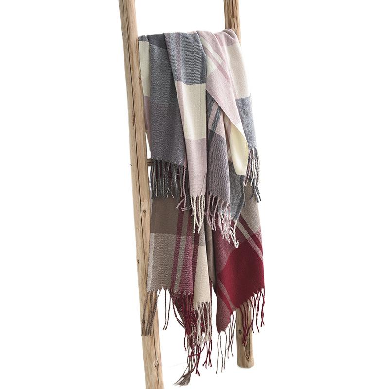 Imitation Cashmere Plaid Scarf for Women Autumn and Winter New High End Atmosphere Couple Dual Use Scarf Warm Shawl