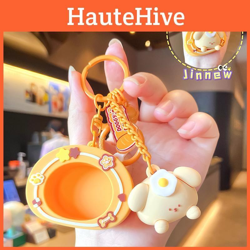 Poached Egg Dog Keychain Backpack Pendant Cartoon Bag Decoration Kids Gifts