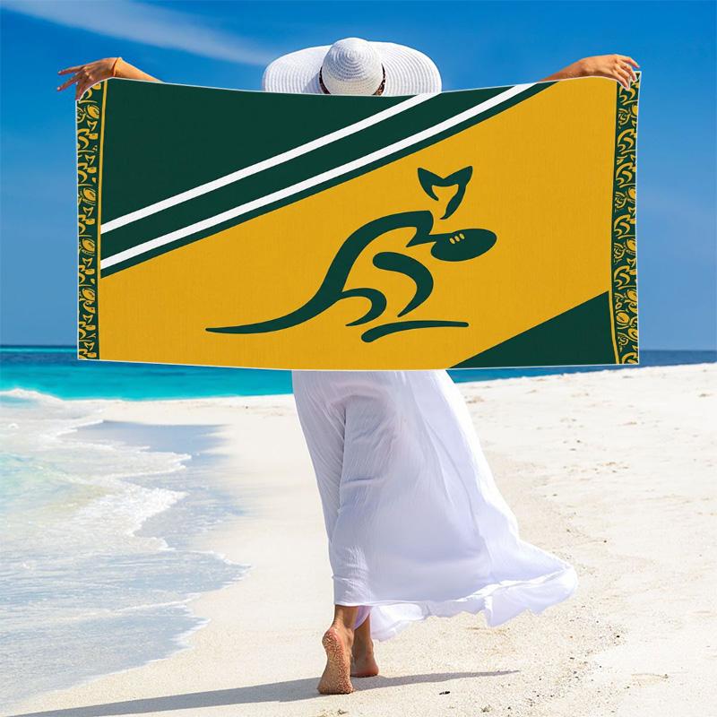 Australian Wallabies Print Beach Towel, Large Soft Quick Dry Towel for Beach Camping Swimming