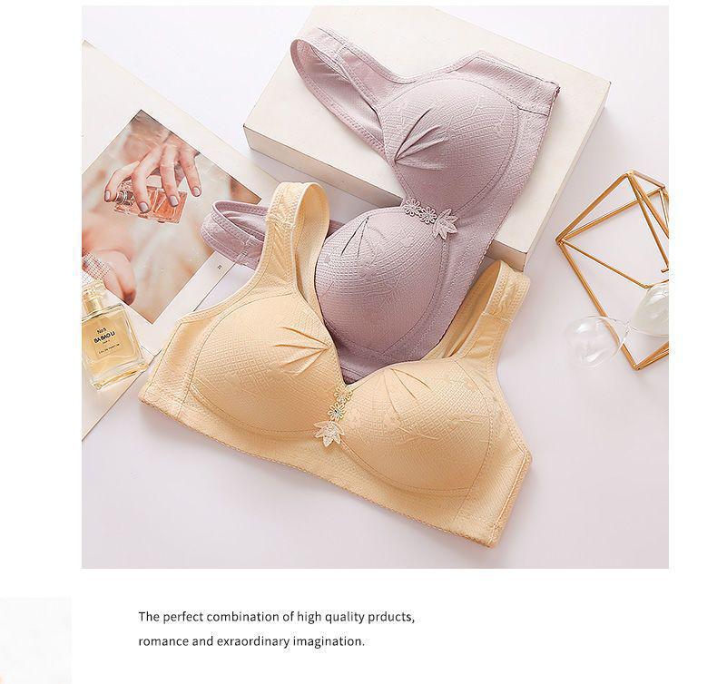 Cotton Front-Closure Wire-Free Push-Up Bra for Mature Women - Large, Breathable, Anti-Sagging Style