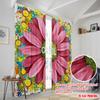 2pcs 2D flat printing Window Curtains Cool Flower_a Polyester Without Electricity Holiday Decorations Perfect for Photo Booths &