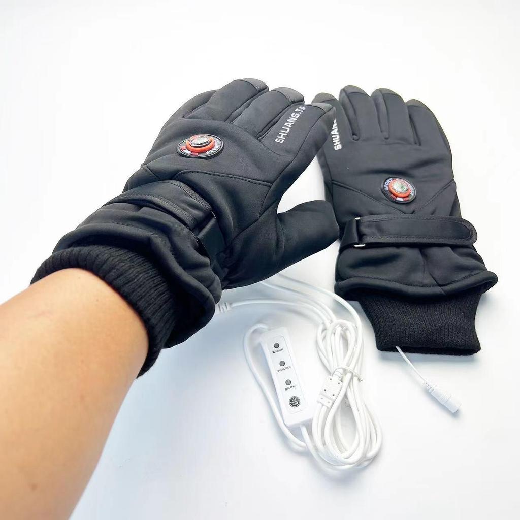 Luvas de Esqui com Touchscreen Aquecidas por USB para Esportes de Inverno e Ciclismo ao Ar Livre