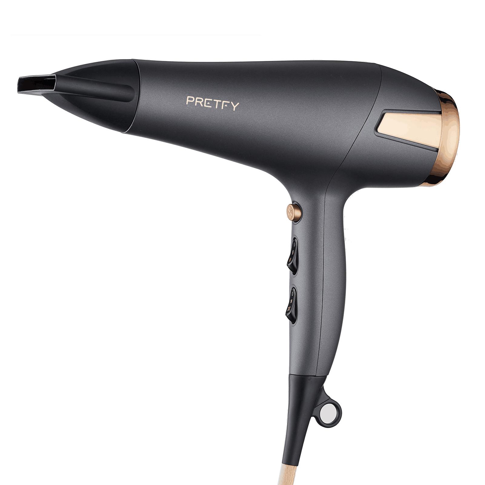 Pretfy vysoušeč vlasů Péče o vlasy Negativní iontový vysoušeč vlasů 2500 W 2 rychlosti 3 nastavení tepla Rychlé sušení UK Plug šedá