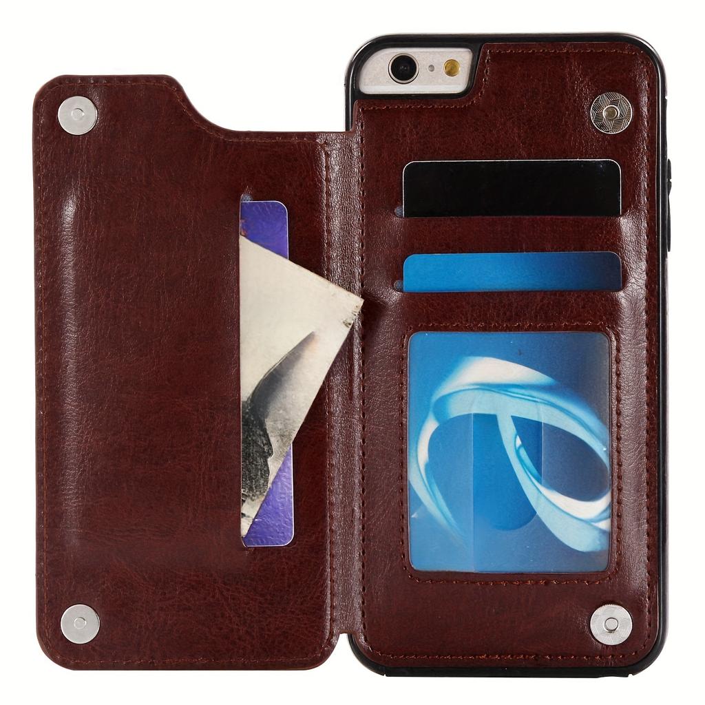 Handytasche, Brieftaschen-Handyhülle mit Kartenhalter, PU-Lederhülle mit Ständer und Kartenfächern, doppeltem Magnetverschluss und langlebiger, stoßfester Hülle für das iPhone