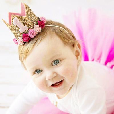 Baby Headband Headwear Party Birthday Hat Number Flower Child Birthday Hair Band Crown Photo Performance Crown 1 Piece  Unique