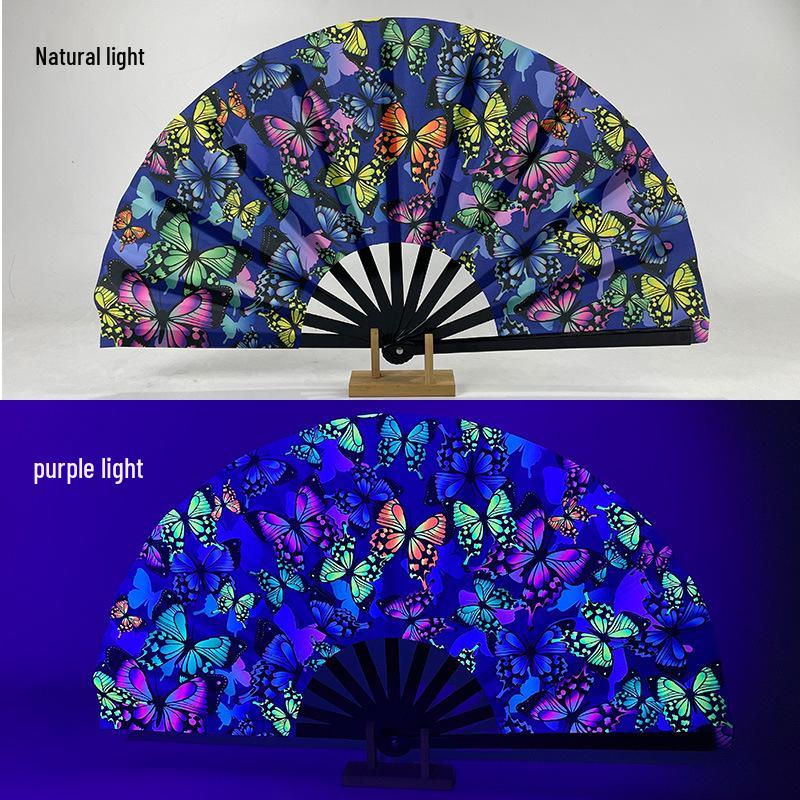 Leuchtender faltbarer Kung-Fu-Party-Fächer mit UV-fluoreszierender Leuchtkraft