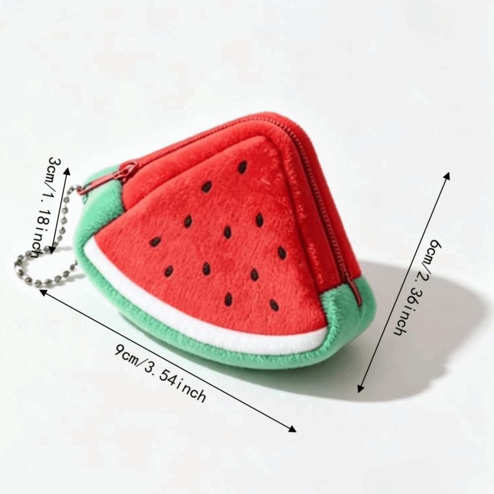 Zipper Pouch Plush Coin Purse Fruit Design Mini Purse Kawaii Plush Earphone Bag  Women